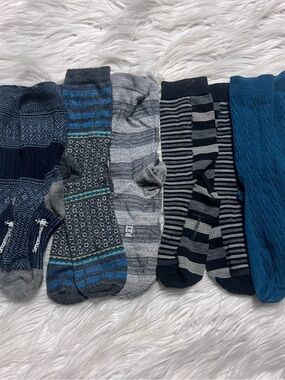 Smartwool Women's Mixed Blue, Gray & Black Crew Socks - Assorted Pair Set